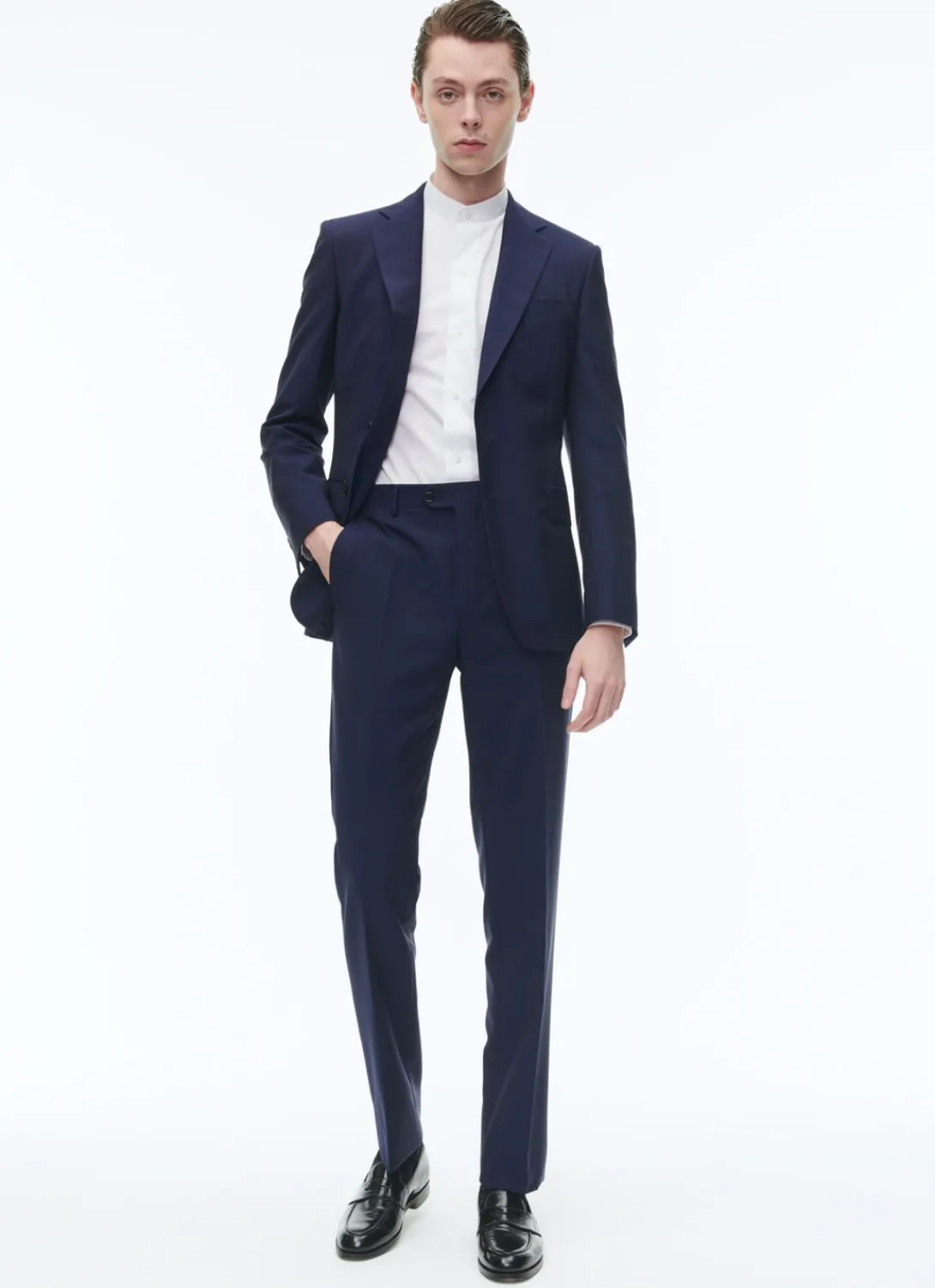 Fursac Wool And Mohair Fitted Suit Indigo Blue Discount