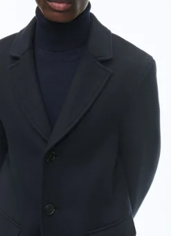 Fursac Wool Broadcloth Fitted Coat Navy Blue Cheap