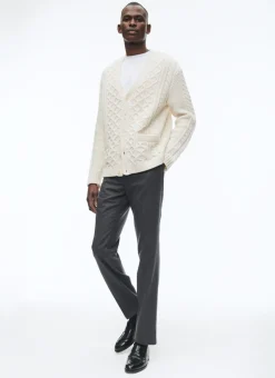 Fursac Wool Cable-Knit Cardigan Ecru Fashion