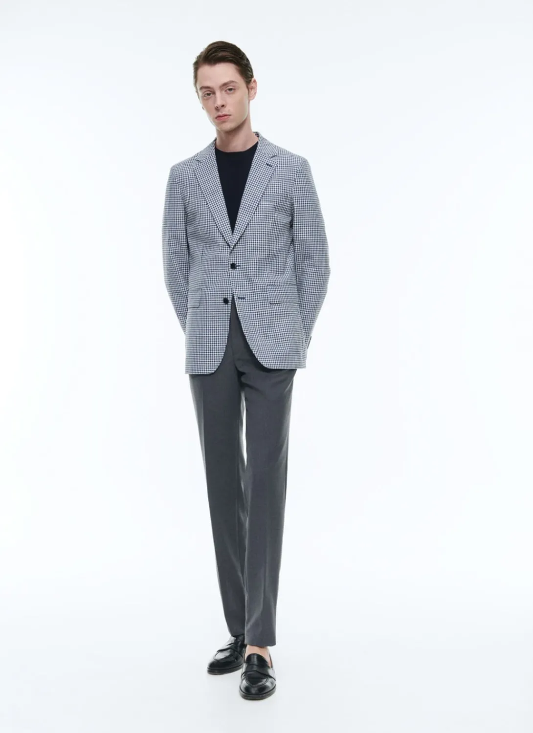 Fursac Wool, Cotton And Linen Jacket White And Dark Blue Gingham Pattern Outlet