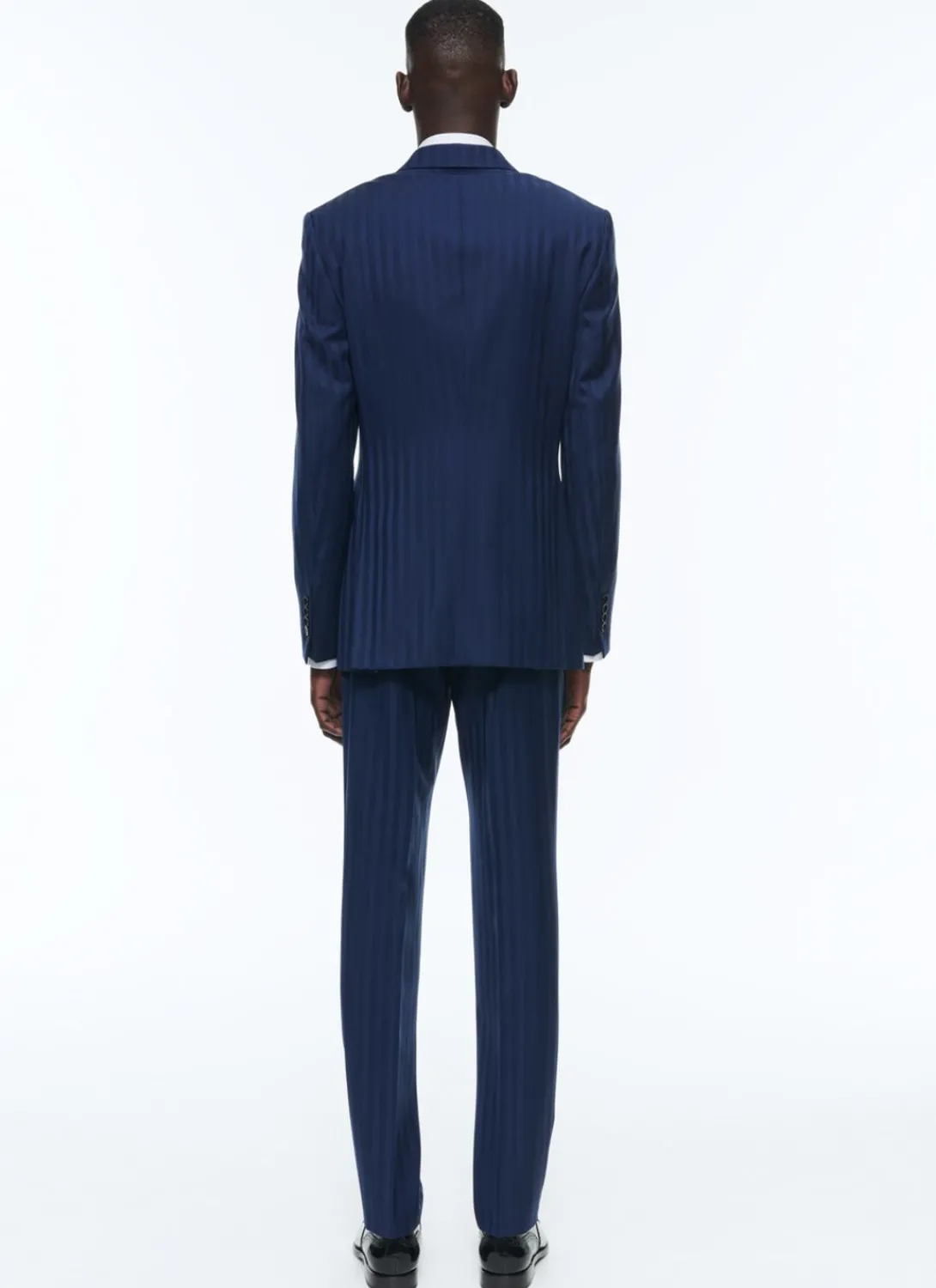 Fursac Wool Double-Breasted Striped Suit Blue - Tone On Tone Large Stripes Fashion