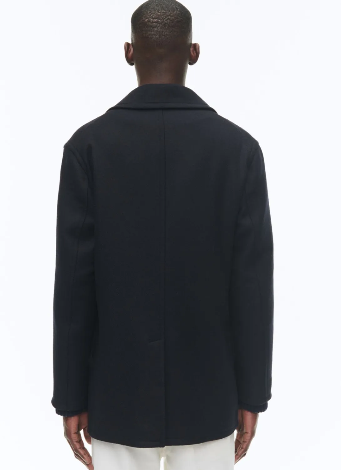 Fursac Woolen Cloth Pea Coat Navy Blue New
