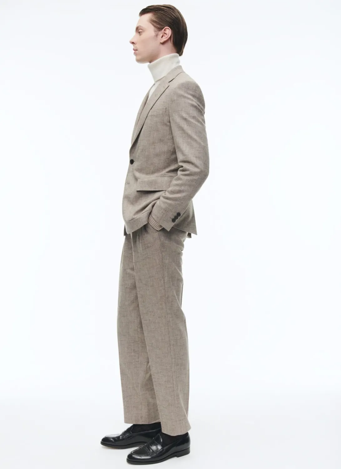 Fursac Wool Fitted Jacket With Herringbone String-Like Beige - Herringbone Pattern Sale