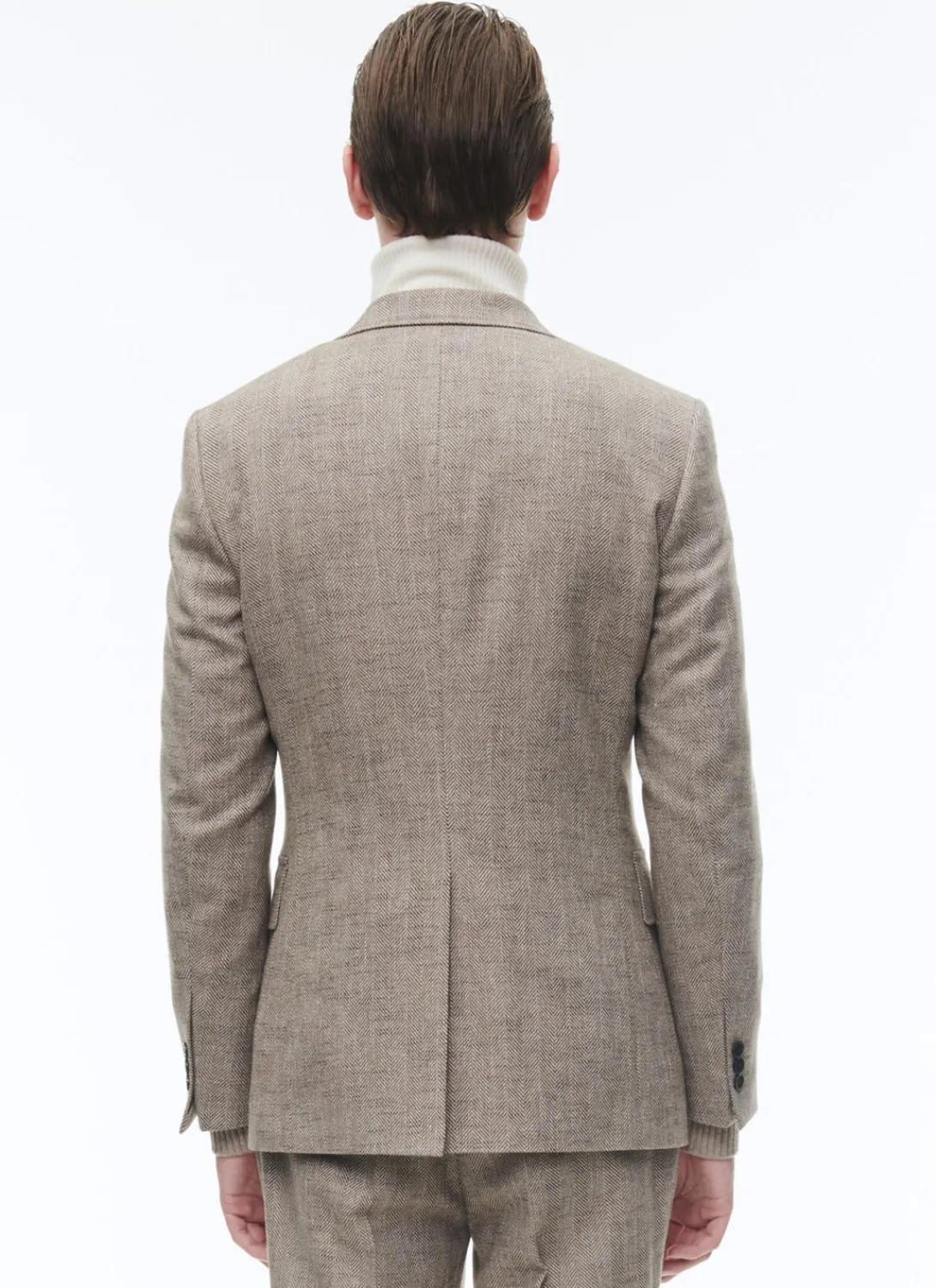 Fursac Wool Fitted Jacket With Herringbone String-Like Beige - Herringbone Pattern Sale