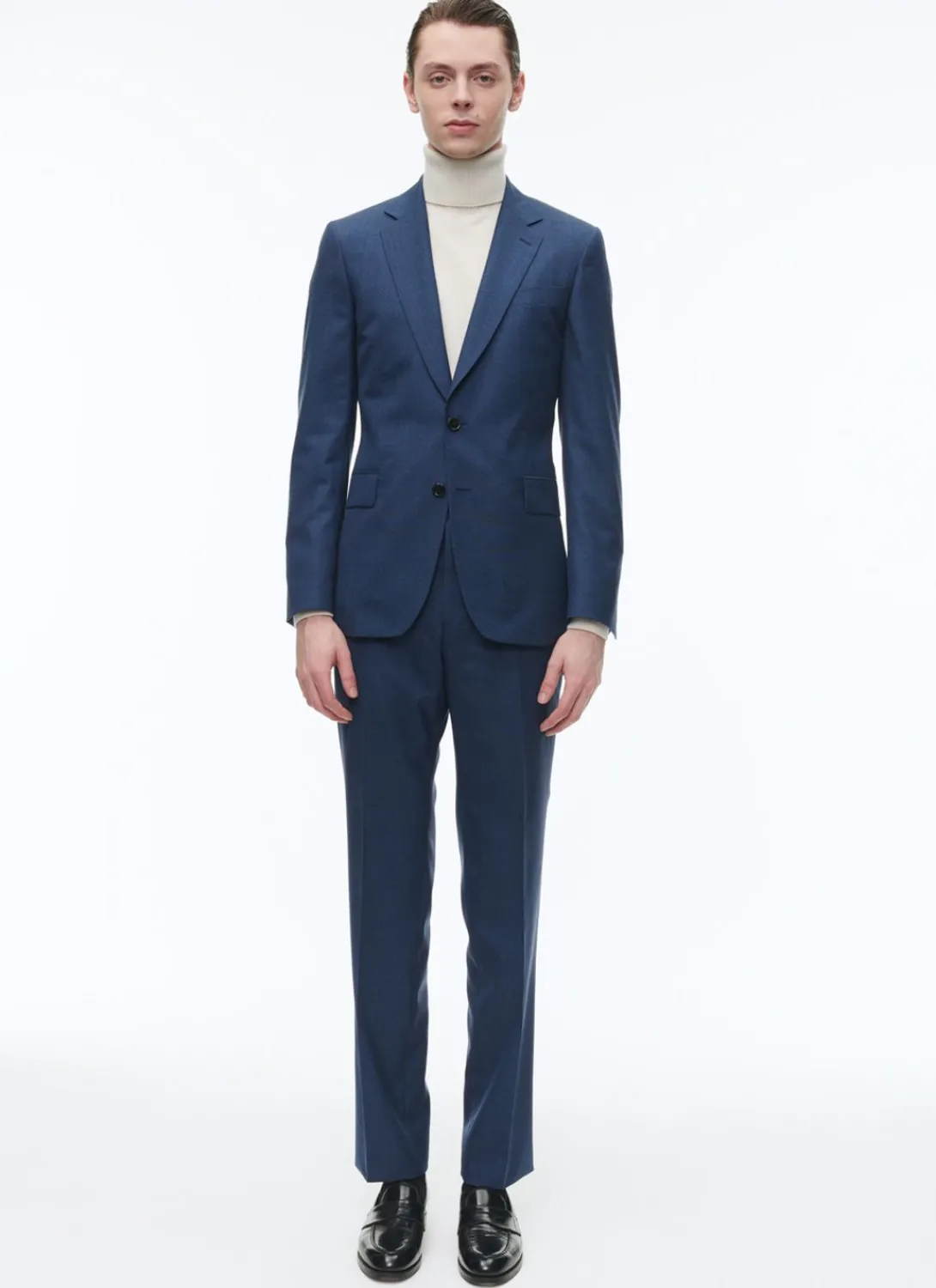 Fursac Wool Fitted Suit With Micro Design Prussian Blue - Micro Design Best