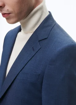 Fursac Wool Fitted Suit With Micro Design Prussian Blue - Micro Design Best