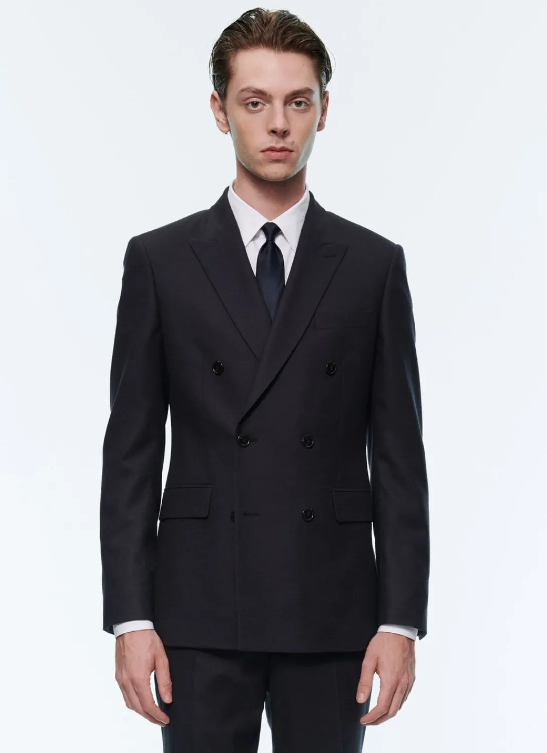 Fursac Wool Flannel Double-Breasted Jacket Navy Blue Clearance