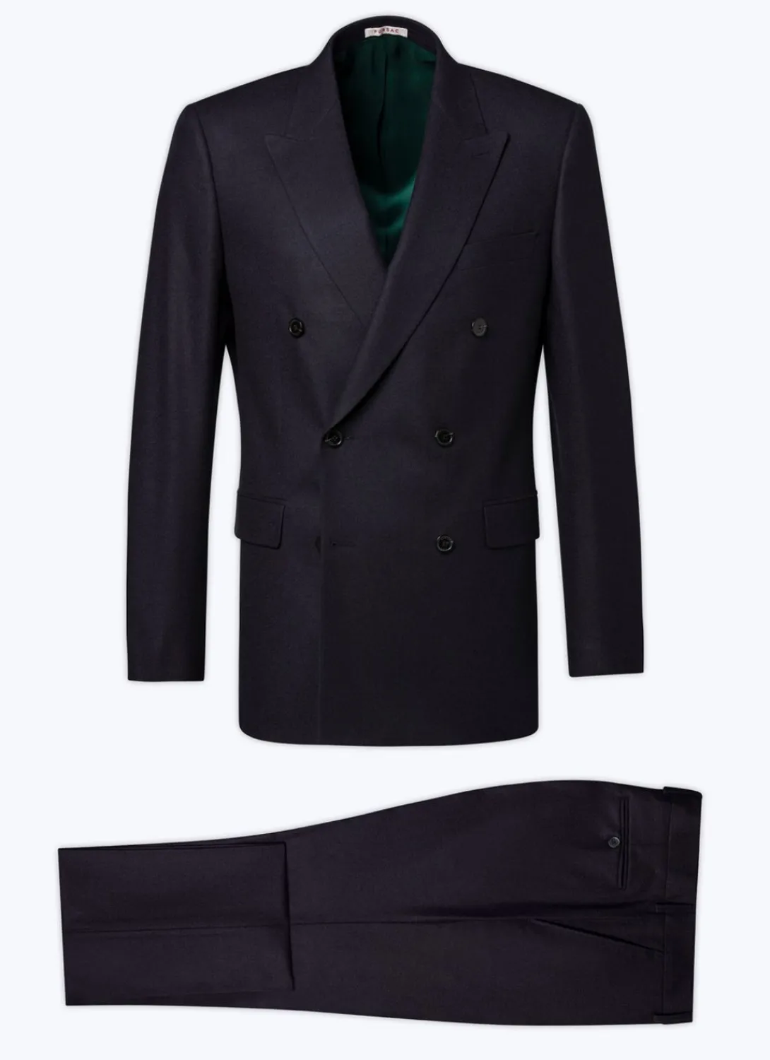 Fursac Wool Flannel Double-Breasted Suit Navy Blue New