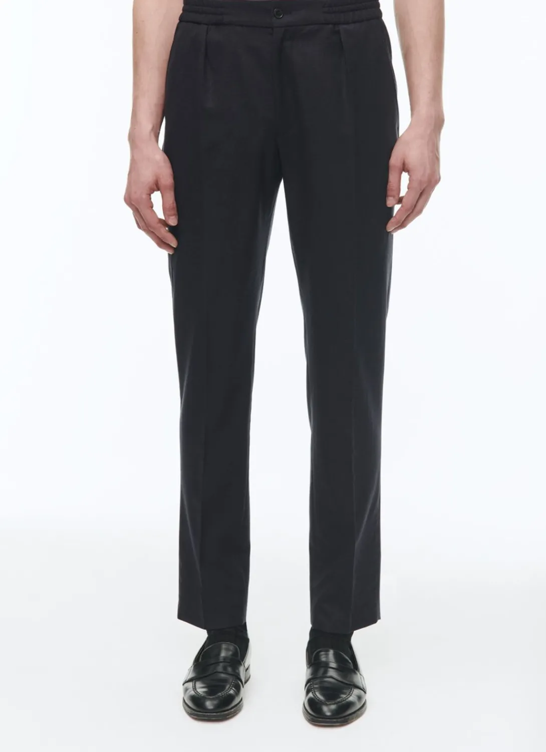 Fursac Wool Flannel Elasticated Trousers Navy Blue Clearance