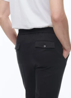Fursac Wool Flannel Elasticated Trousers Navy Blue Clearance