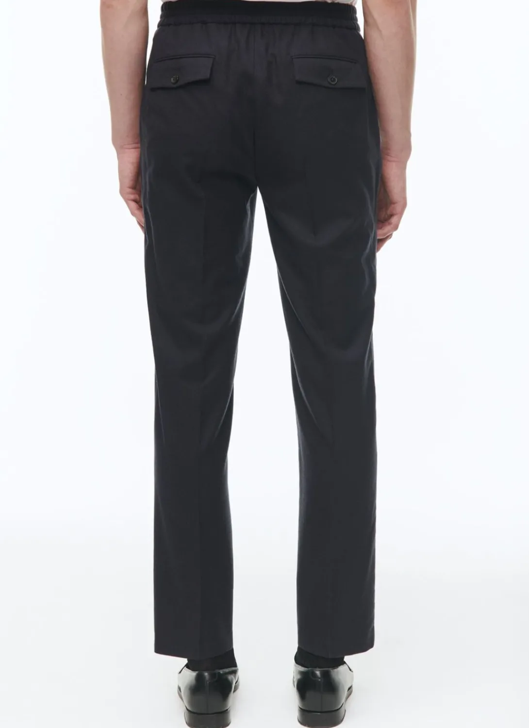 Fursac Wool Flannel Elasticated Trousers Navy Blue Clearance