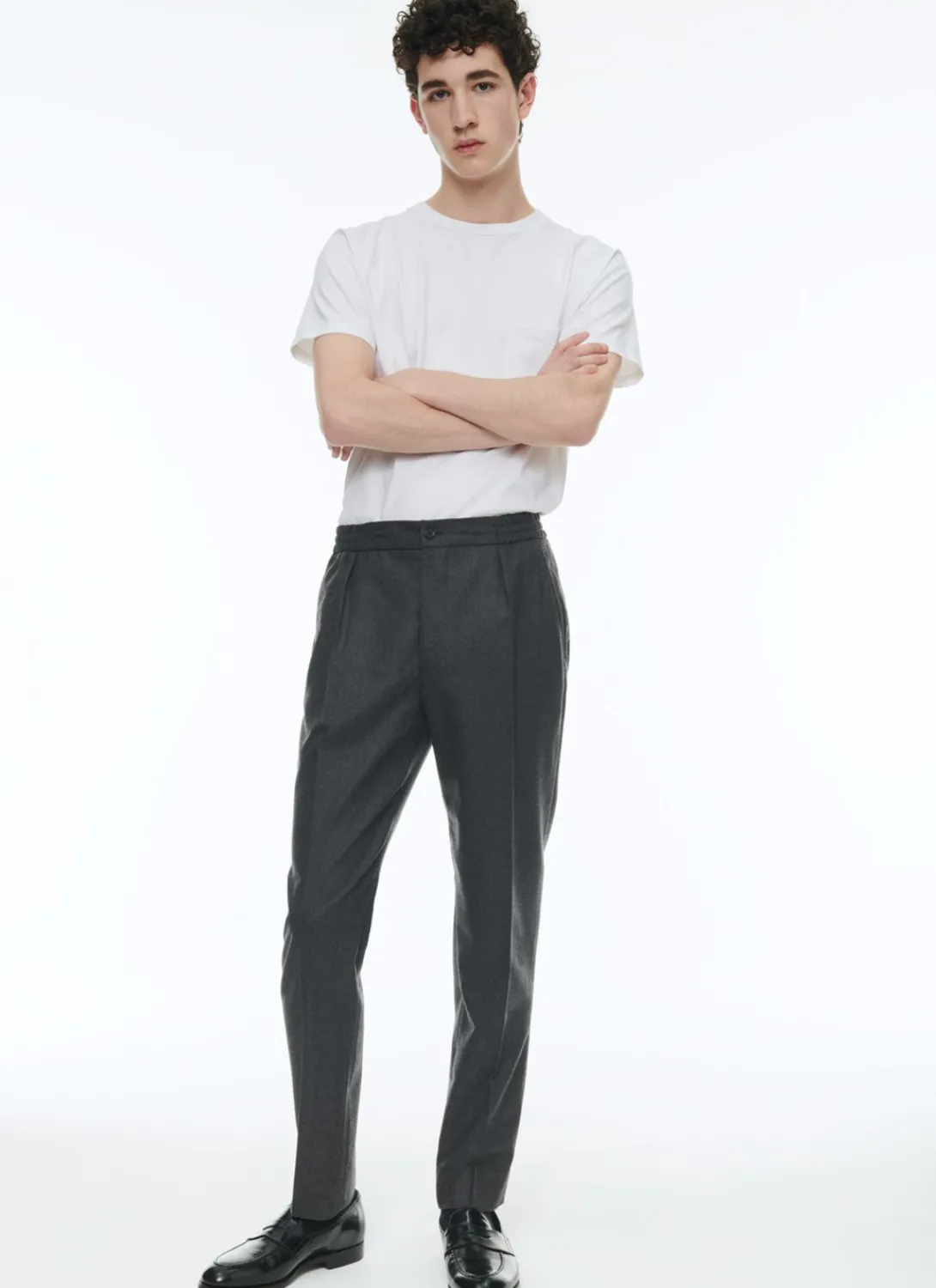 Fursac Wool Flannel Elasticated Trousers Grey Cheap