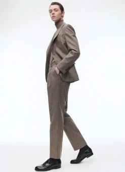 Fursac Wool Flannel Fitted Suit Chestnut - Stripes Shop