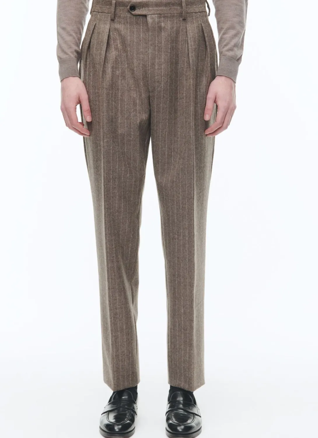 Fursac Wool Flannel Fitted Suit Chestnut - Stripes Shop