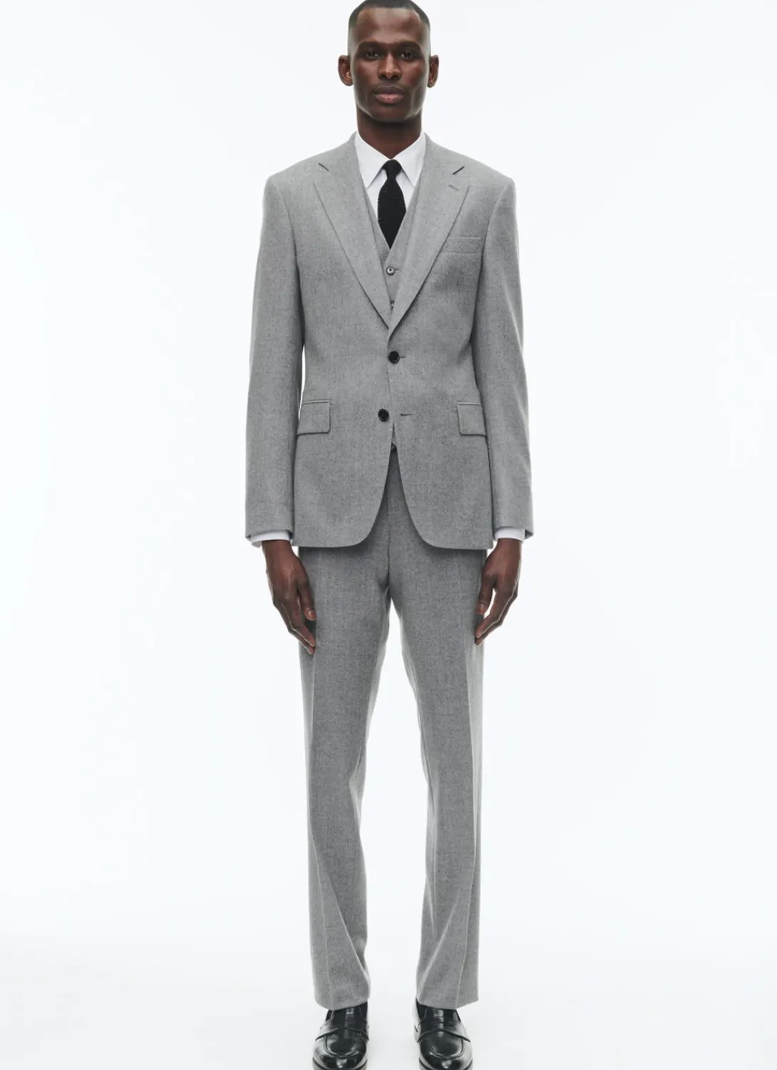 Fursac Wool Flannel Fitted Suit Light Grey Store
