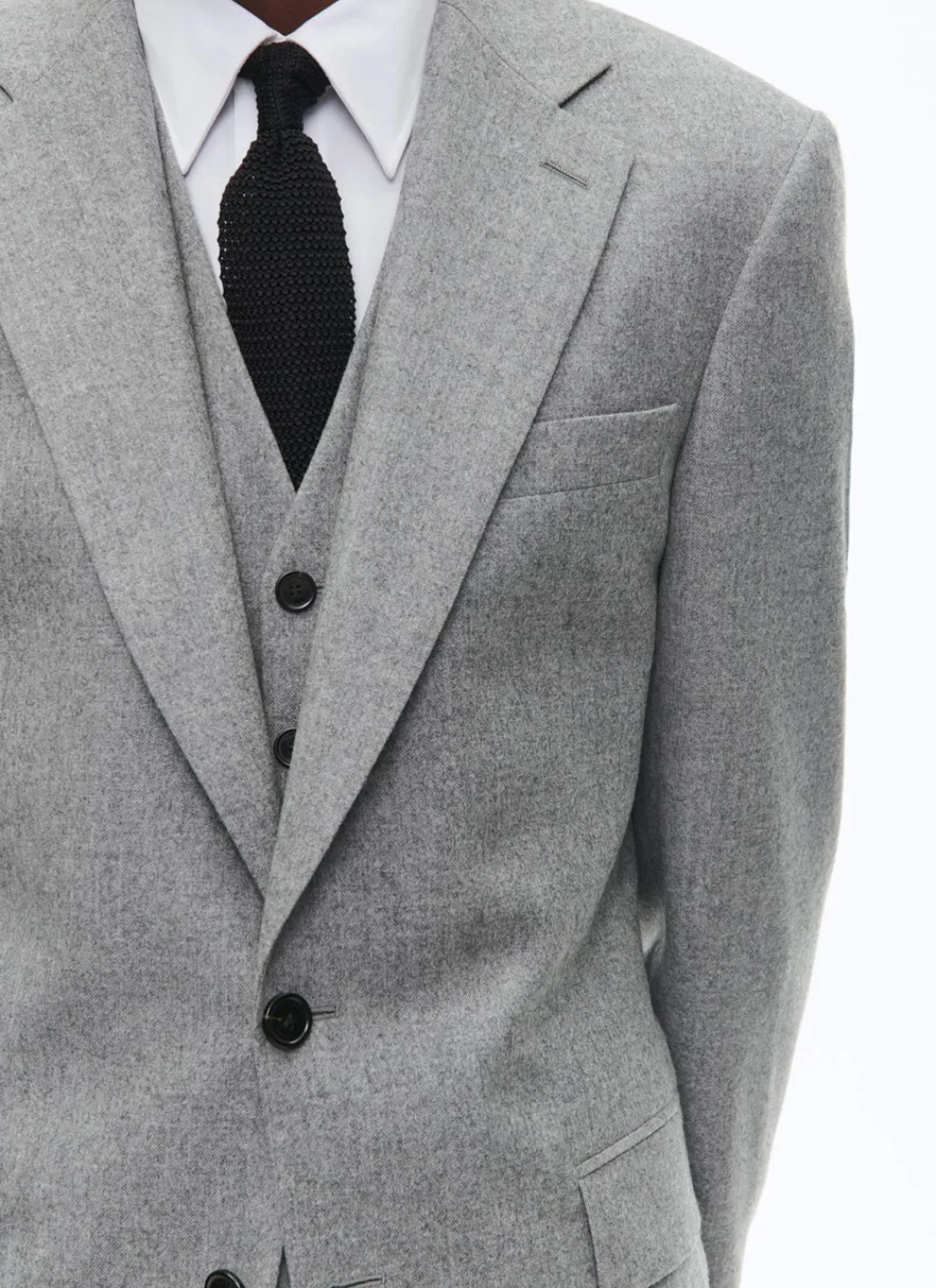 Fursac Wool Flannel Fitted Suit Light Grey Store