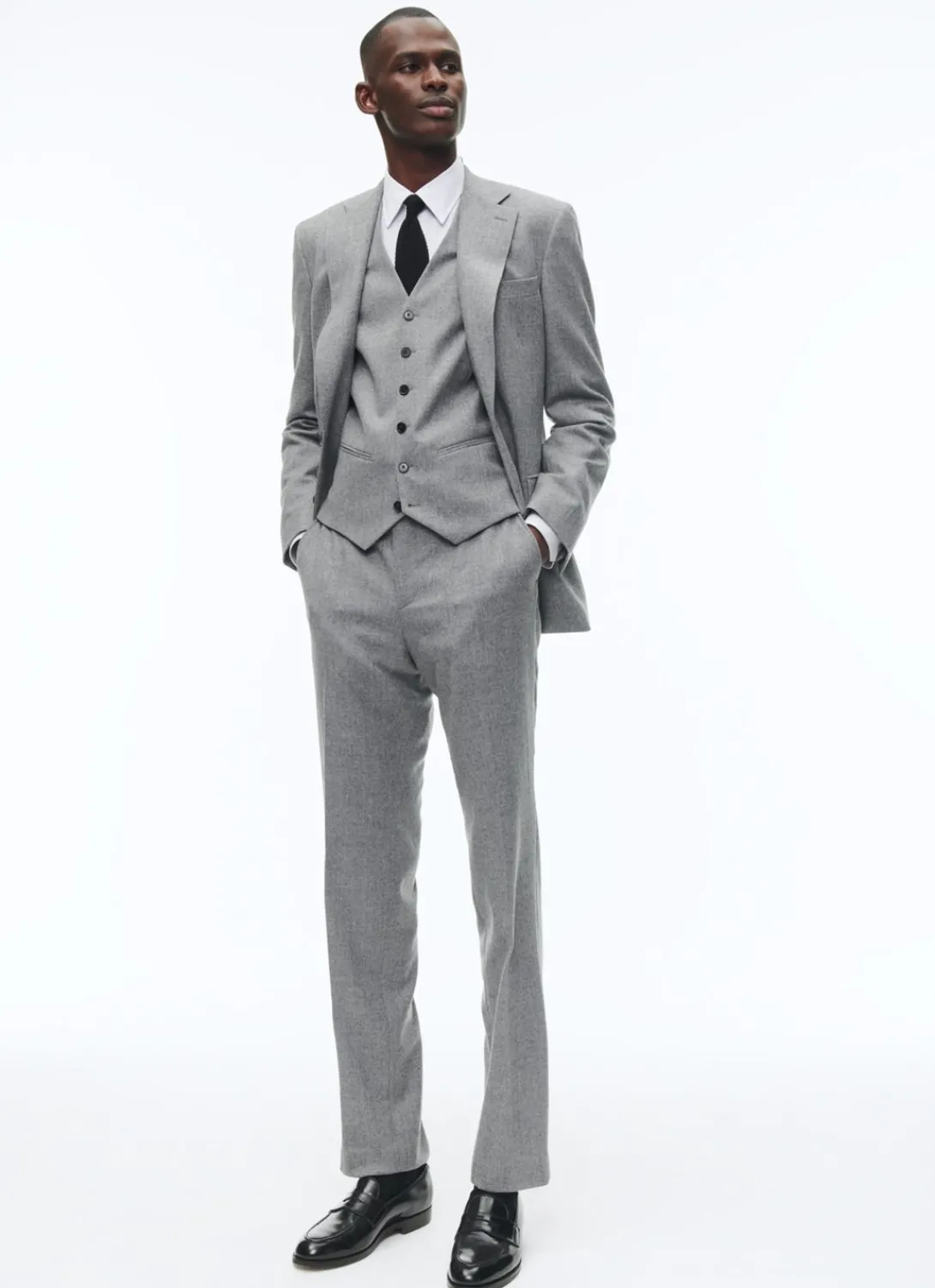 Fursac Wool Flannel Fitted Suit Light Grey Store