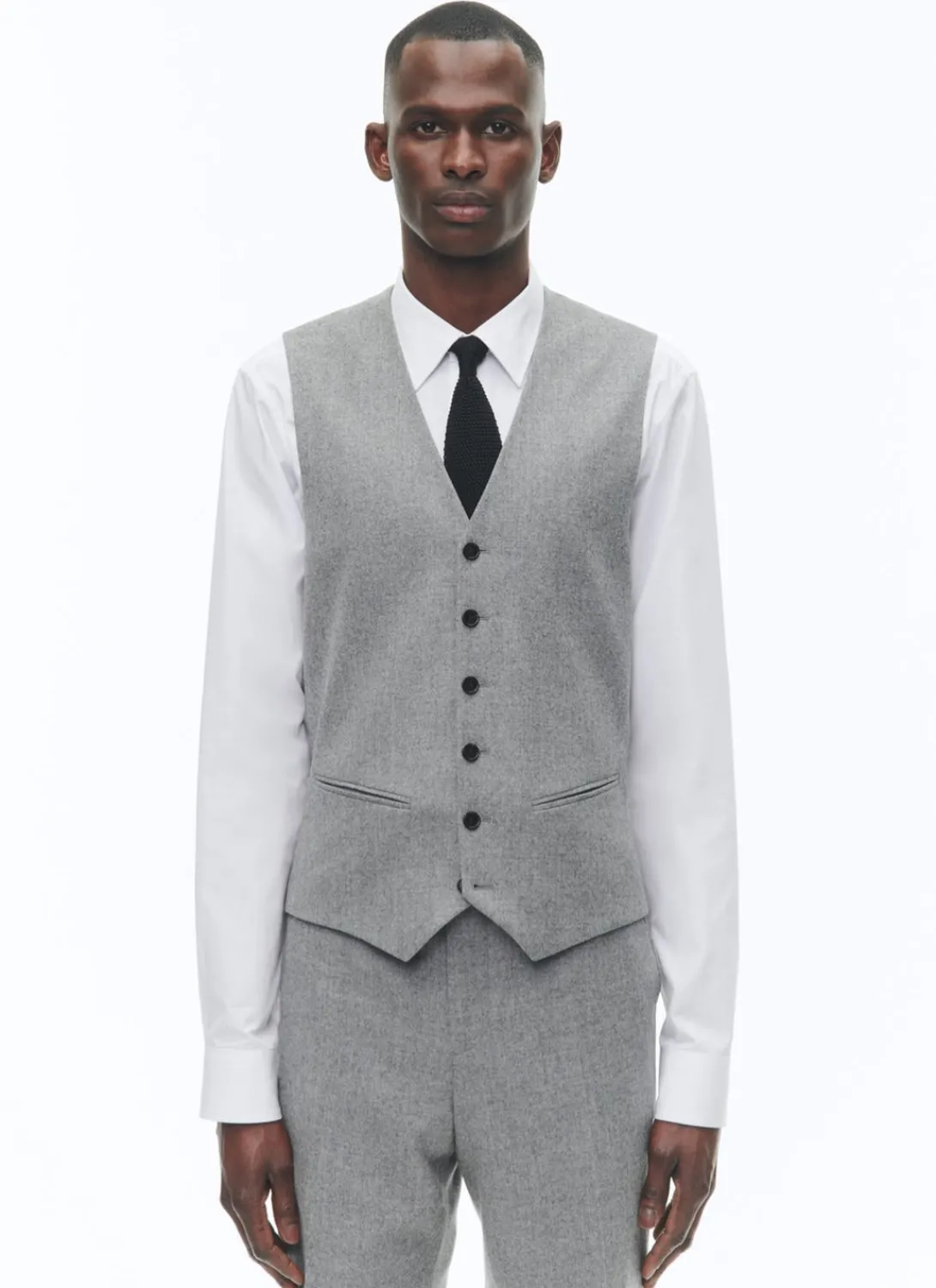 Fursac Wool Flannel Fitted Suit Light Grey Store