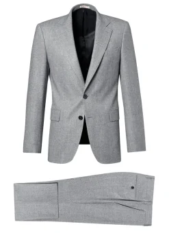 Fursac Wool Flannel Fitted Suit Light Grey Store