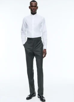 Fursac Wool Flannel Fitted Trousers Green Clearance