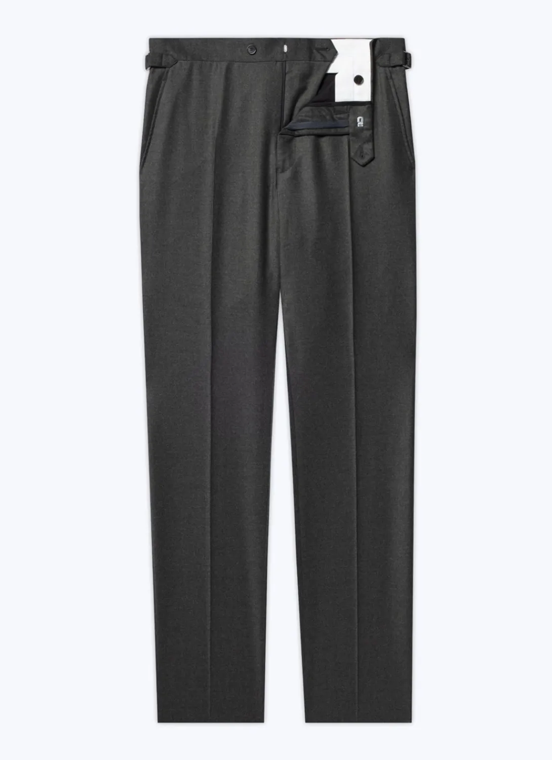 Fursac Wool Flannel Fitted Trousers Green Clearance
