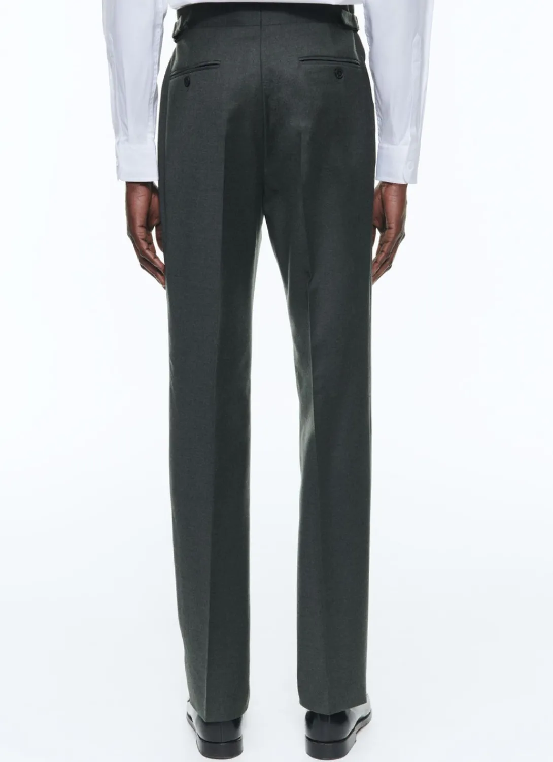 Fursac Wool Flannel Fitted Trousers Green Clearance