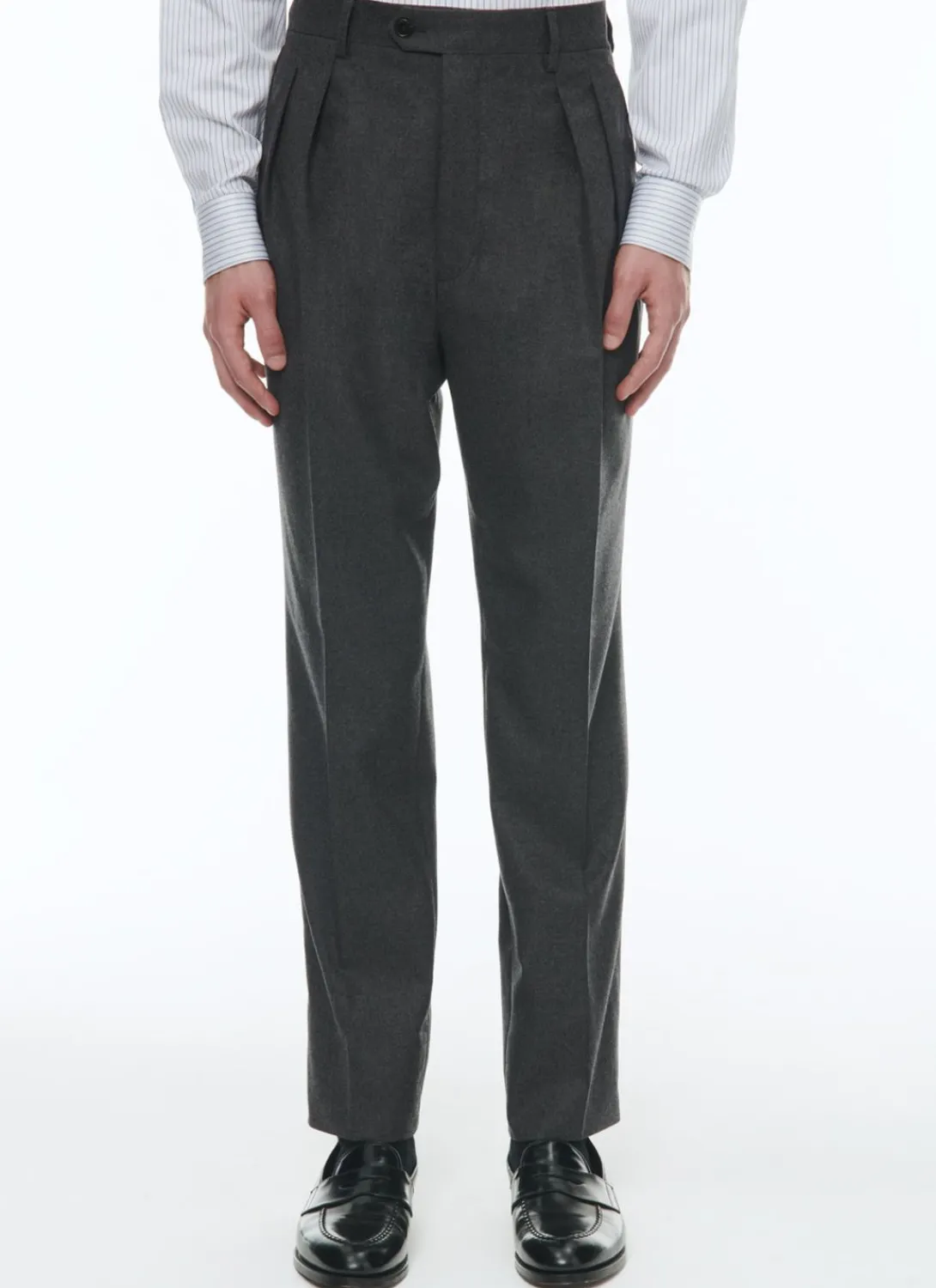 Fursac Wool Flannel Straight Trousers Grey Store