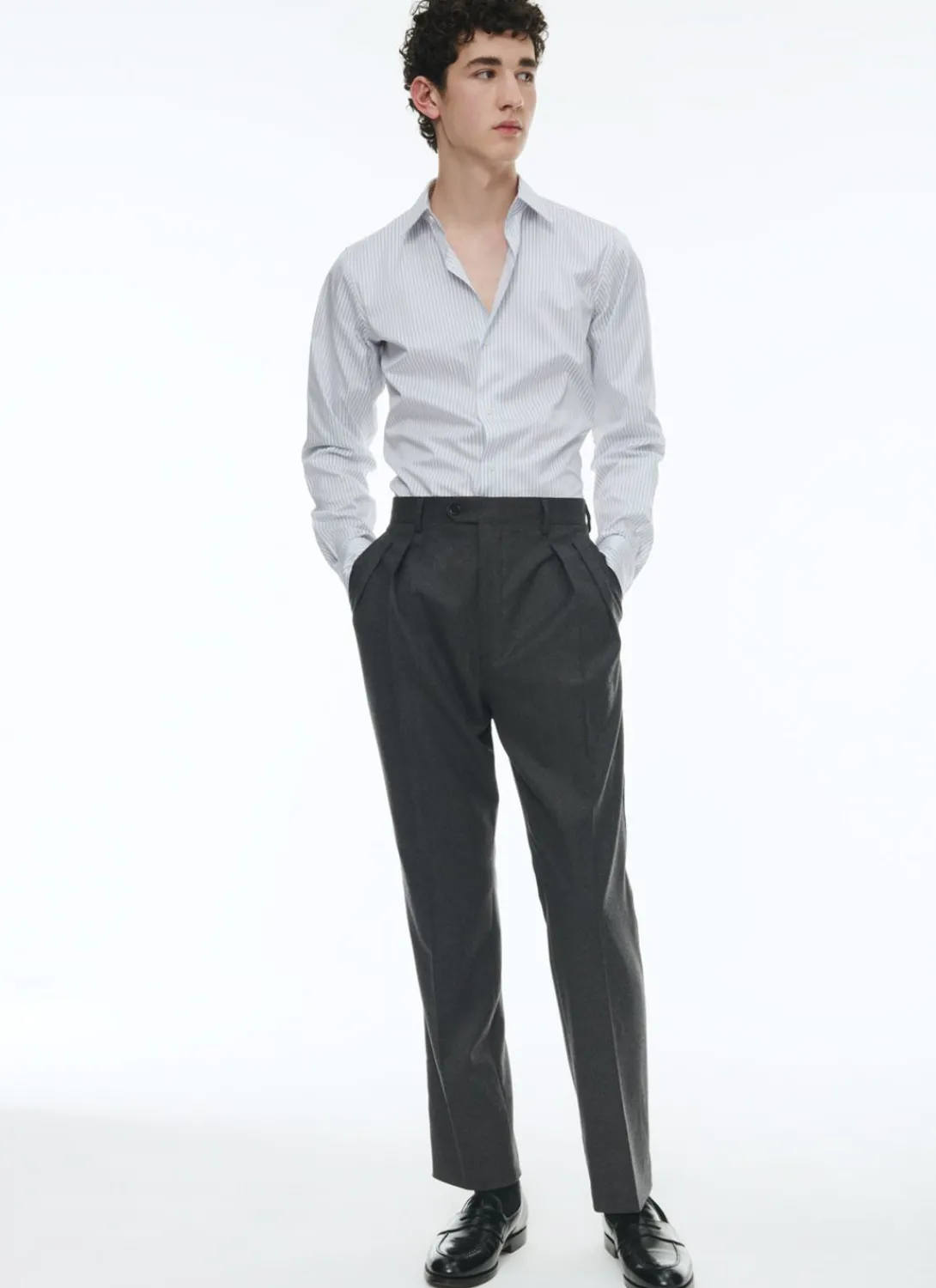 Fursac Wool Flannel Straight Trousers Grey Store