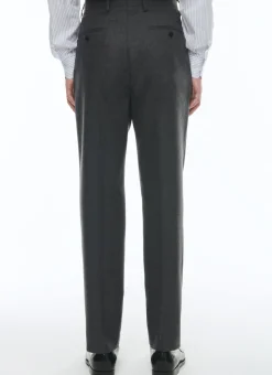 Fursac Wool Flannel Straight Trousers Grey Store