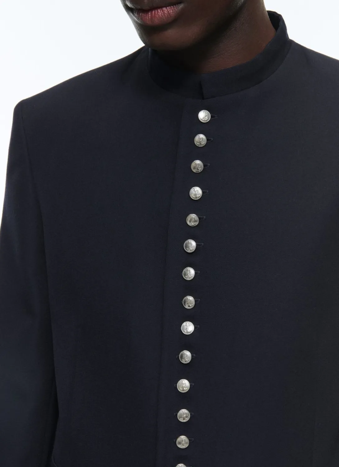 Fursac Wool Jacket With Officer Collar Navy Blue Hot