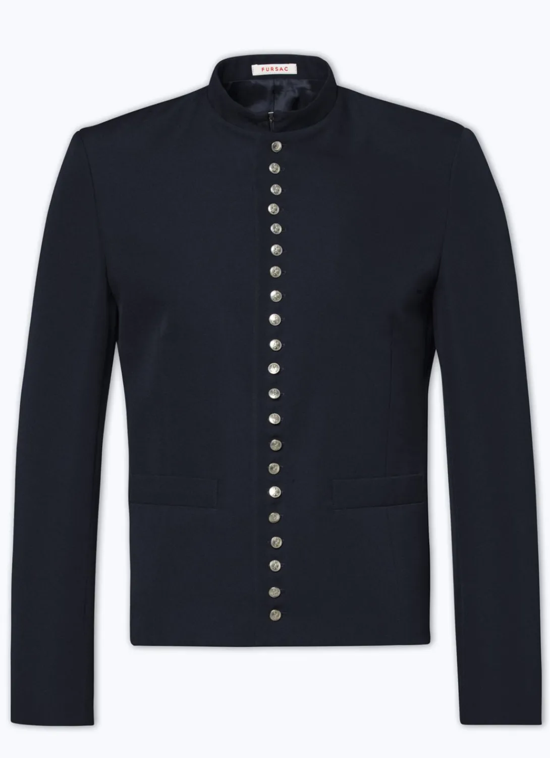 Fursac Wool Jacket With Officer Collar Navy Blue Hot