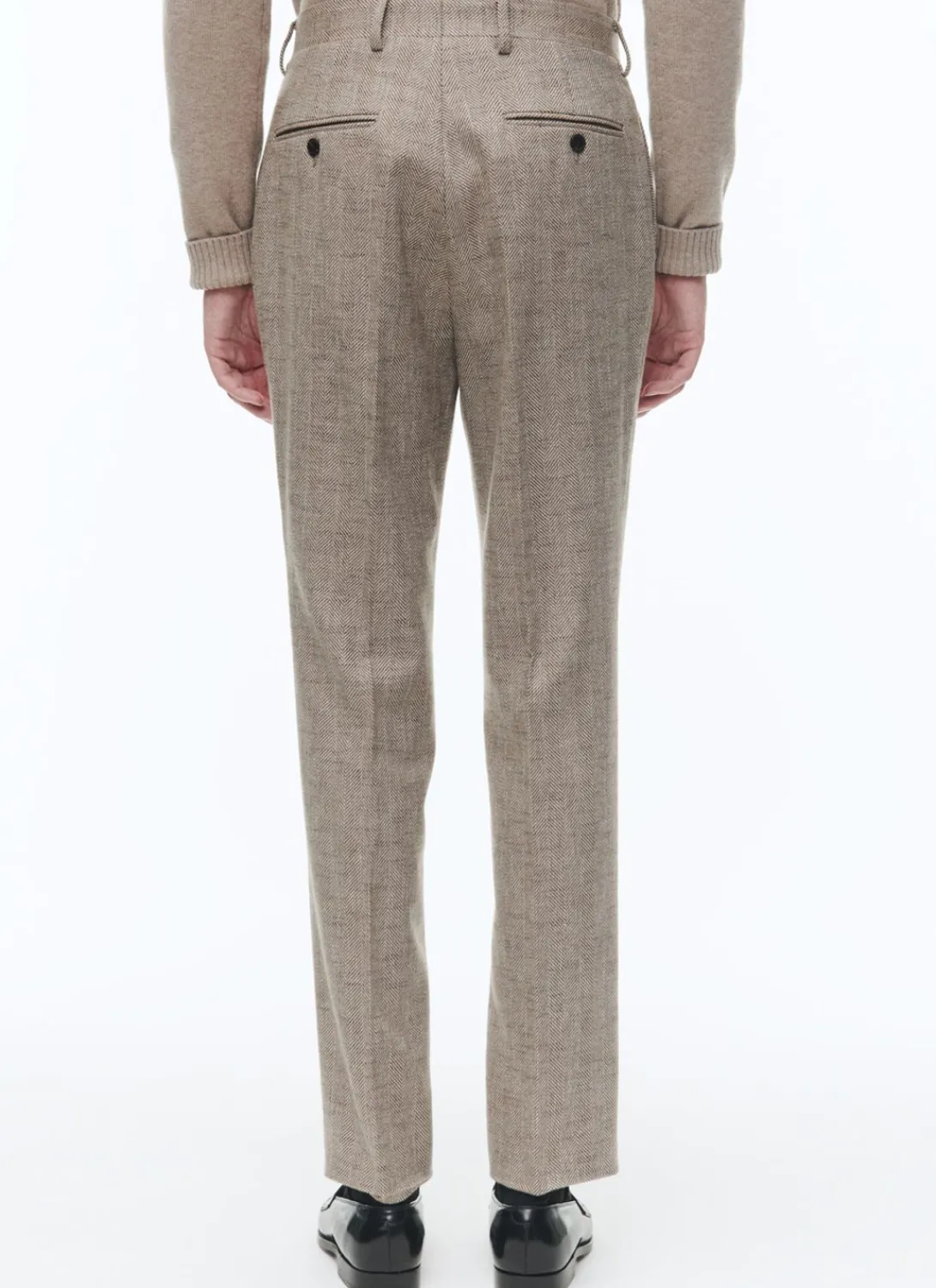 Fursac Wool Straight Trousers With Herringbone String-Like Beige - Herringbone Pattern Sale
