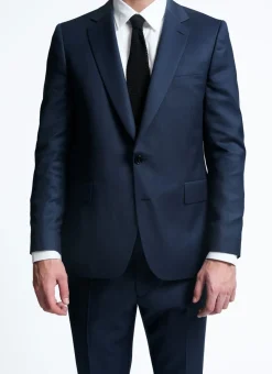 Fursac Wool Suit With Micro Design Navy Blue - Micro Design Sale