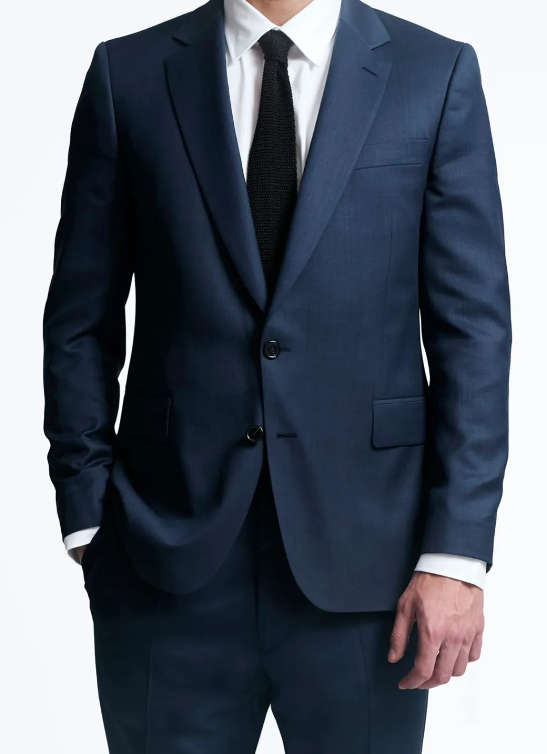Fursac Wool Suit With Micro Design Navy Blue - Micro Design Sale